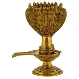 The Advitya Shivling with Seven Headed Snake Brass Idol-image-14