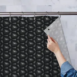 ArtzFolio Black & Grey Printed Waterproof Shower Curtains image 2