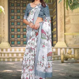 Suha Warli Printed Zari Pure Cotton Saree-picture-14