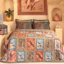 MYTRIDENT Olive Green & Blue Ethnic Motifs Mild Winter 150 GSM Double Bed Comforter-image-52