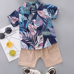 YK Boys Tropical Printed Shirt With Shorts Clothing Set-image-75
