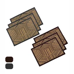 Aura Set Of 6 Brown & Grey Chevron-Designed Anti-Skid Doormat-2