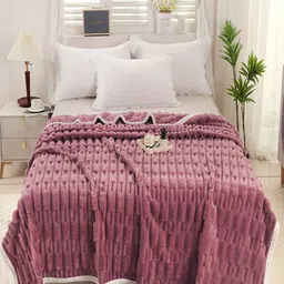 JC HOME Purple & White AC Room 400 GSM Double Bed Blanket-picture-46