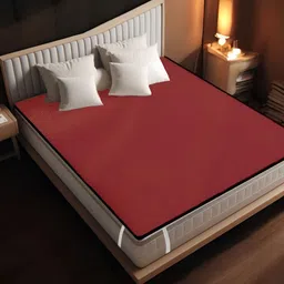 CASA-NEST Red Polyester Water Resistant Fitted Mattress Protector-image-5