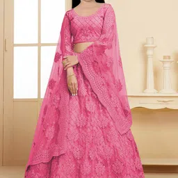 BAESD Girls Embroidered Thread Work Semi-Stitched Lehenga & Unstitched Blouse With Dupatta-image-38