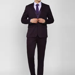 Van Heusen Men Purple Self Design Single-Breasted Slim-Fit Three-Piece Formal Suit-image-75
