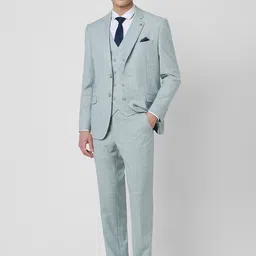 Van Heusen Self-Design Slim-Fit Single-Breasted Three-Piece Formal Suit-image-63