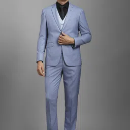 Louis Philippe Men Slim Fit Textured Formal Three Piece Suit-picture-10