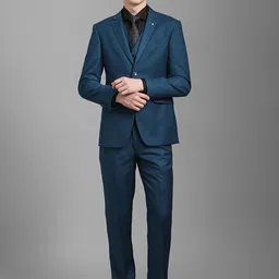 Louis Philippe Slim-Fit Single-Breasted Formal Three-Piece Suit-image-3