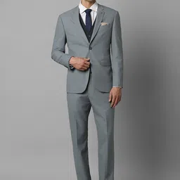 Louis Philippe Self Design Slim-Fit Single-Breasted Three-Piece Formal Suit-image-12