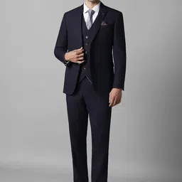 Louis Philippe Slim Fit Textured Single-Breasted Formal Three Piece Suit-picture-45