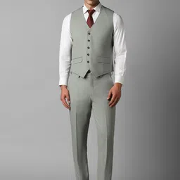 Louis Philippe Slim Fit Single-Breasted Textured Formal Three Piece Suit-42
