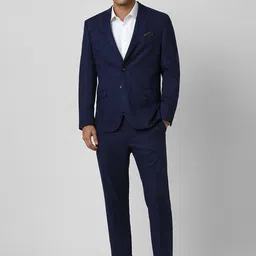 V Dot Men Checked Notched Lapel Slim Fit Single-Breasted Two Piece Suit-image-48