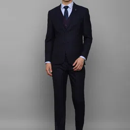 Allen Solly Men Navy Blue Solid Slim-Fit Three Piece Suit-image-29