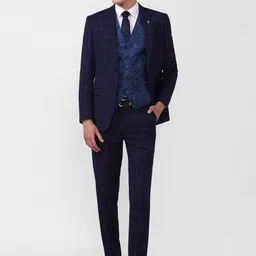 Van Heusen Men Checked Single Breasted Slim-Fit 3Pc Suits-image-14