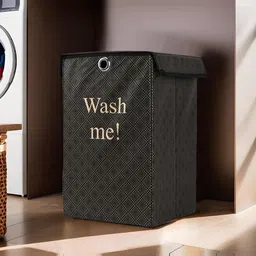 Kuber Industries Black & Navy Blue 3-Pcs Printed Foldable Dustproof Laundry Bags 75L-4