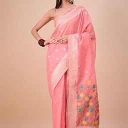 House of Pataudi Woven Design Zari Banarasi Saree With Unstitched Blouse-picture-44