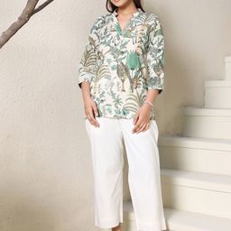 Ambraee Printed Cotton Tunic With Trouser Co-Ords-image-10