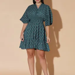 MOSHI Floral Print Kimono Sleeve Empire Dress-image-33