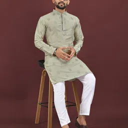 WELL TEX Men Floral Printed Daily Straight Kurta-image-27