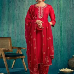 KALINI Women Floral Embroidered Regular Kurta with Patiala & With Dupatta-26