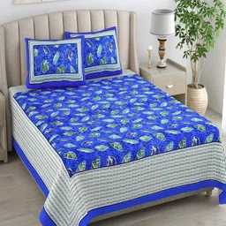 Bombay Spreads Blue & Grey Floral 180 TC King Bedsheet with 2 Pillow Covers-image-81