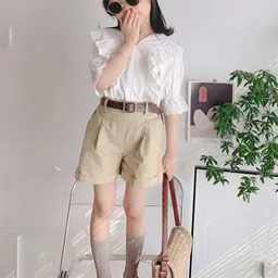 StyleCast x Revolte Girls V-Neck Pure Cotton Top With Shorts-image-42
