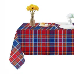 Lushomes Red Cotton 6-Seater Table Cover image 2
