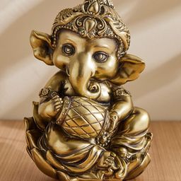 Home Centre Dholak Golden Ganesh Showpiece-45