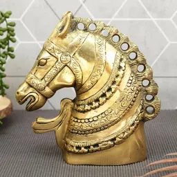 Imli Street Gold Toned Horse Head Brass Showpieces-picture-54