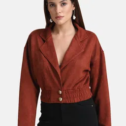 Kazo Women Lapel Collar Solid Casual Tailored Jacket-image-23