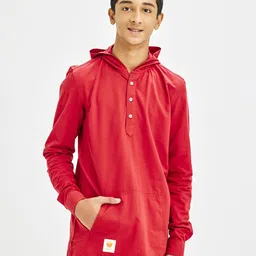 NO MONDAYS Boys Relaxed Hood Solid Cotton Casual Shirt-image-89
