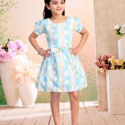 BAESD Girls Floral Printed Cotton Fit & Flare Dress-picture-1