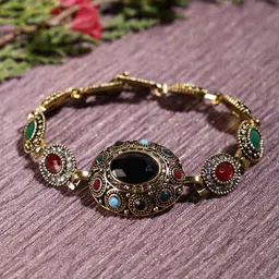 Shining Diva Fashion Gold-Plated Artificial Stones Studded Wraparound Bracelet-30