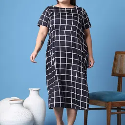 theRebelinme Women Checked A-Line Midi Dress-picture-6