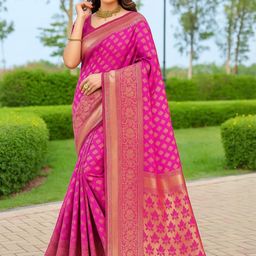 Moda Rapido Pink Silk Cotton Woven Design Sarees-picture-2