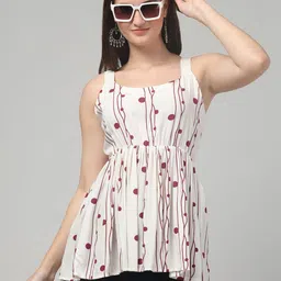 clobug Floral Print Cotton Cinched Waist Top-image-41