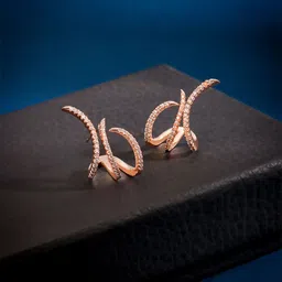 Yellow Chimes Rose Gold-Plated Contemporary Artificial Stones Studs Earrings-21