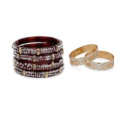 SOMIL Set of 6 Maroon Alloy Bangles-image-12