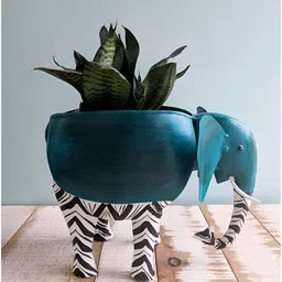 FREEDOM TREE Teal Pachy The Elephant Teal-Green Textured Planters-41