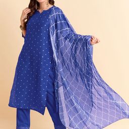 Anouk Rustic Geometric Printed Straight Kurta With Trouser And Dupatta image 3