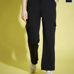 BUY NEW TREND Women Solid Relaxed Fit High-Rise Cargos Trousers-picture-20