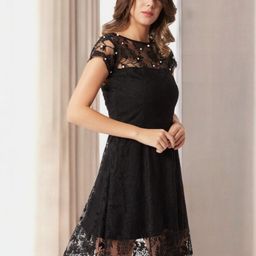 Miss Chase WomenLace Fit & Flare Self DesignMidi Dress-image-99