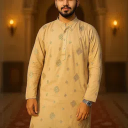 Men Embroidered, Embellished Straight Kurta (Grey)-6