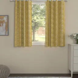Mustard Polyester chevron 5ft Semisheer Eyelet (2 pc) Window Curtains by ROSARAHOME-picture-7