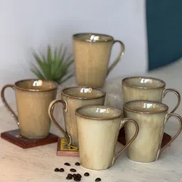 ARAVALII Cream 4 Pieces Ceramic Mugs 300ml-image-82