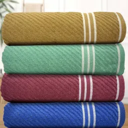 Myntra Elegant Homes Green And Blue 4 Pieces Cotton 400 GSM Bath Towels-image-88