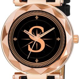 Fancy Design Stylish ALPHA-S Dial Black Leather Strap Women Wrist Watch Analog Watch - For Girls FK06_ALPHA-S-GEN-RG-BLK-CUTL-image-13