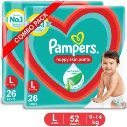 Large size baby diapers 26+26=52 peace, Lotion with Aloe Vera pack of (2*26) - L-image-22