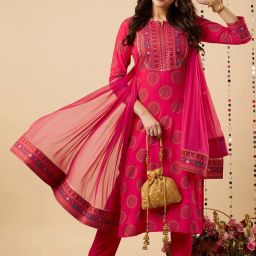 Women Viscose Rayon Kurta Pant Dupatta Set-image-91